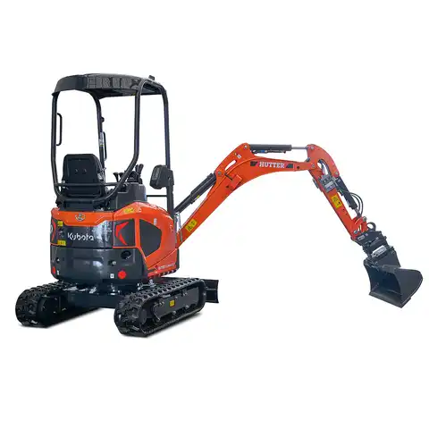 Kleinbagger HUTTER Kubota U17, Raupenbagger, Gewicht 1.7 Tonnen, Kurzheck, mit Löffel, seitlich von hinten, verstellbares Fahrwerk, 16 PS Motorleistung, Grabtiefe 2.29 m, Schnellgangschalter