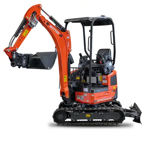 Kleinbagger HUTTER Kubota U17, Raupenbagger, Gewicht 1.7 Tonnen, Kurzheck, mit Löffel, seitlich, verstellbares Fahrwerk, 16 PS Motorleistung, Grabtiefe 2.29 m