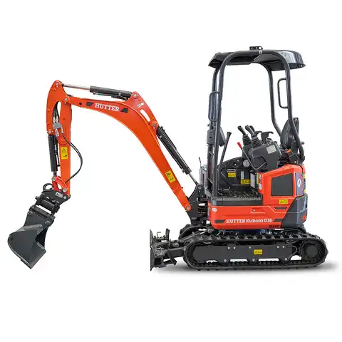 Kleinbagger HUTTER Kubota U18, Raupenbagger, Gewicht 1.7 Tonnen, Kurzheck, mit Löffel, seitlich, verstellbares Fahrwerk, 16 PS Motorleistung, Grabtiefe 2.44 m