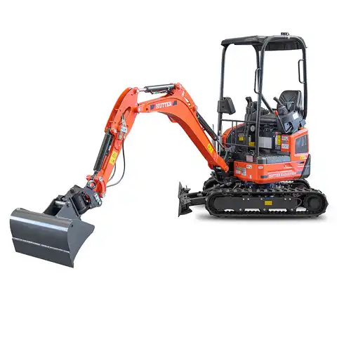 Kleinbagger HUTTER Kubota U18, Raupenbagger, Gewicht 1.7 Tonnen, Kurzheck, mit Löffel, seitlich, verstellbares Fahrwerk, 16 PS Motorleistung, Grabtiefe 2.44 m, Schnellgangschalter