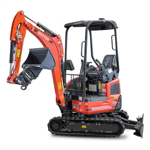 Kleinbagger HUTTER Kubota U18, Raupenbagger, Gewicht 1.7 Tonnen, Kurzheck, mit Löffel, seitlich, verstellbares Fahrwerk, 16 PS Motorleistung, Grabtiefe 2.44 m, Schnellgangschalter