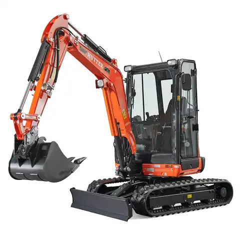 Mini pelle HUTTER Kubota u27, poids cabine 2665 kg, puissance du moteur 21.2 CV