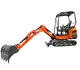 Kleinbagger HUTTER Kubota KX019, Raupenbagger, Gewicht 1.8 Tonnen, Kompaktbagger, verstellbares Fahrwerk,16 PS Motorleistung, mit gestrecktem Baggerarm
