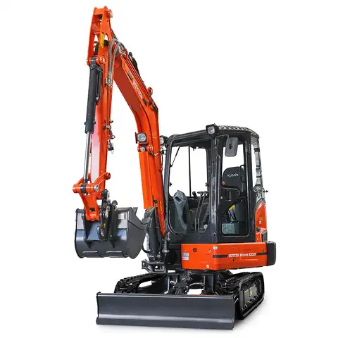 HUTTER Kubota KX037, Raupenbagger mittlere Gewichtsklasse, mit Löffel, 3.5 Tonnen Gewicht, von vorne