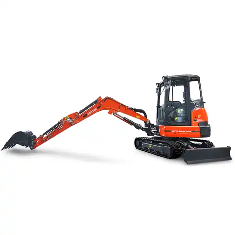 HUTTER Kubota KX037, Raupenbagger mittlere Gewichtsklasse, mit Löffel, 3.5 Tonnen Gewicht, Motorleistung 24.2 PS, mit ausgestrecktem Arm