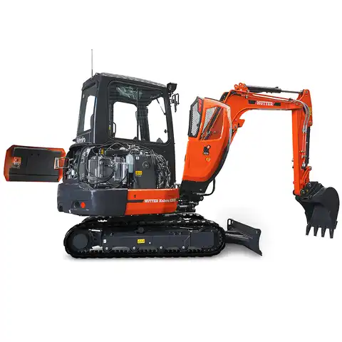 HUTTER Kubota KX037, Raupenbagger mittlere Gewichtsklasse, mit Löffel, 3.5 Tonnen Gewicht, Motorleistung 24.2 PS, weitöffnende Wartungshauben