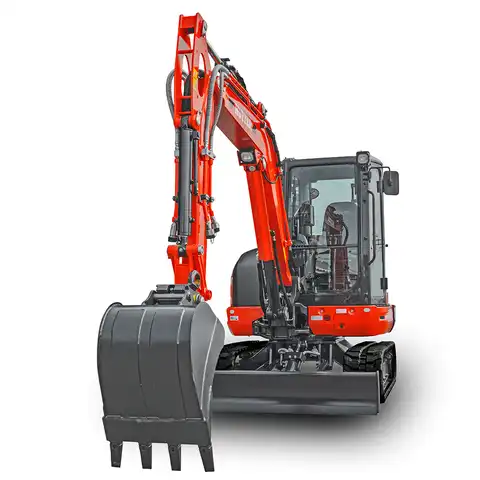 HUTTER Kubota KX042, Raupenbagger mittlere Gewichtsklasse, mit Löffel, 4.2 Tonnen Gewicht, Motorleistung 40.4 PS, Kompaktbagger, Trackingsystem, Planierschild Schwimmstellung, von vorne