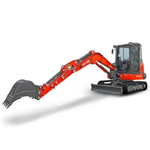HUTTER Kubota KX042, Raupenbagger mittlere Gewichtsklasse, mit Löffel, 4.2 Tonnen Gewicht, Motorleistung 40.4 PS, Kompaktbagger, Trackingsystem, mit ausgestrecktem Baggerarm