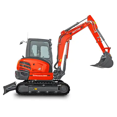 HUTTER Kubota KX042, Raupenbagger mittlere Gewichtsklasse, mit Löffel, 4.2 Tonnen Gewicht, Motorleistung 40.4 PS, Kompaktbagger, Trackingsystem, seitlich