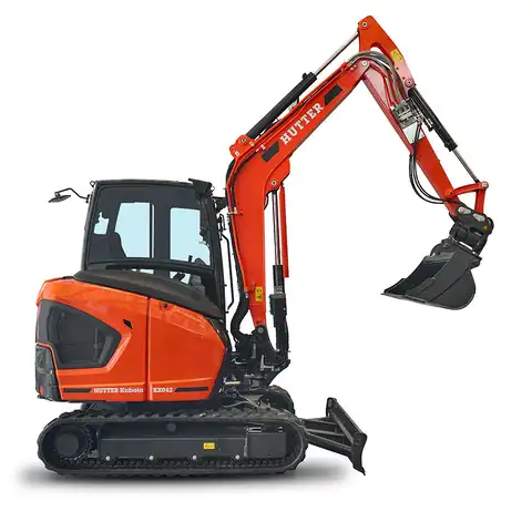 HUTTER Kubota KX042, Raupenbagger mittlere Gewichtsklasse, mit Löffel, 4.2 Tonnen Gewicht, Motorleistung 40.4 PS, Kompaktbagger, höchste Losbrechkraft, grosszügige Kabine, beide Joysticks mit Proportionalsteuerung