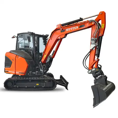 HUTTER Kubota KX042, Raupenbagger mittlere Gewichtsklasse, mit Löffel, 4.2 Tonnen Gewicht, Motorleistung 40.4 PS, Kompaktbagger, Trackingsystem, Planierschild Schwimmstellung, von vorne