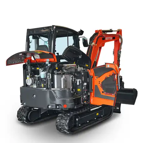 HUTTER Kubota KX042, Raupenbagger mittlere Gewichtsklasse, mit Löffel, 4.2 Tonnen Gewicht, Motorleistung 40.4 PS, Kompaktbagger, höchste Losbrechkraft, grosszügige Kabine, beide Joysticks mit Proportionalsteuerung