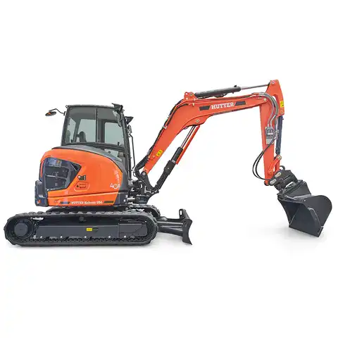 HUTTER Kubota U56, Raupenbagger mittlere Gewichtsklasse, mit Löffel, 5.5 Tonnen Gewicht, Motorleistung 47.6 PS, Kurzheck, geringe Geräuschemission, mit Trackingsystem, LED-Beleuchtung, grosse Glasflächen, Rückfahrkamera, beide Joysticks mit Proportionalsteuerung