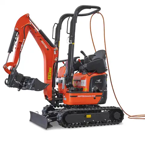 pelle électro HUTTER Kubota U10E, poids 1120 kg, Moteur électrique 9 kW, Train de chenilles pouvant s’élargir, Déport arrière nul, Vérin de flèche au dessus de la flèche