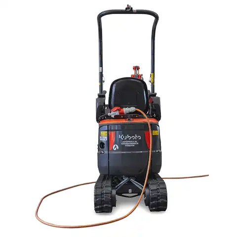 pelle électro HUTTER Kubota U10E, poids 1120 kg, Moteur électrique 9 kW, Train de chenilles pouvant s’élargir, Déport arrière nul, Vérin de flèche au dessus de la flèche, Servocommandes hydrauliques, Flexibles hydrauliques intégrés protégés, Interrupteur de 2ème vitesse