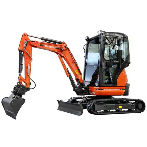 Kleinbagger HUTTER Kubota U20, Kurzheck, Raupenbagger, 2.2 Tonnen Gewicht, 19 PS Motorleistung, seitlich, mit Löffel