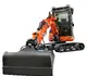 Kleinbagger HUTTER Kubota U20, Kurzheck, Raupenbagger, 2.2 Tonnen Gewicht, 19 PS Motorleistung, mit ausgestrecktem Baggerarm, mit Löffel