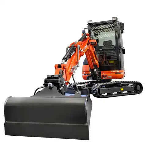 Kleinbagger HUTTER Kubota U20, Kurzheck, Raupenbagger, 2.2 Tonnen Gewicht, 19 PS Motorleistung, mit ausgestrecktem Baggerarm, mit Löffel