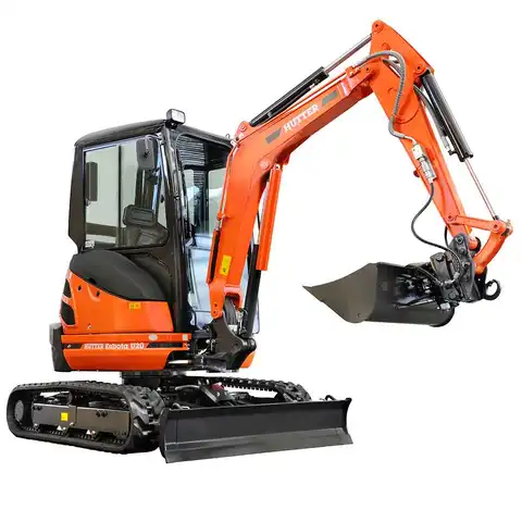 Kleinbagger HUTTER Kubota U20, Kurzheck, Raupenbagger, 2.2 Tonnen Gewicht, 19 PS Motorleistung, seitlich, mit Löffel